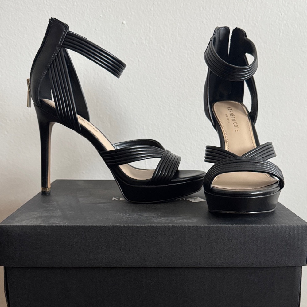 Kenneth Cole Black Strappy High Heels